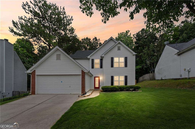 1047 Woodsong Pass Ct, Lawrenceville, GA 30043 - traditional-style home with concrete driveway, an attached garage, and brick siding