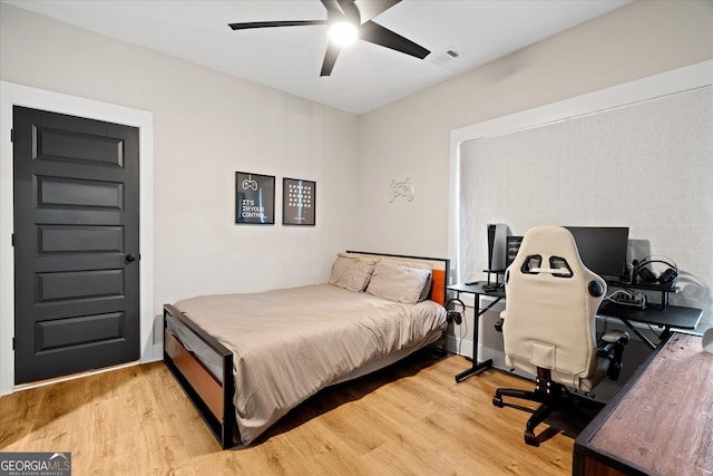 2490 S Carroll St, Villa Rica, GA 30180 - bedroom featuring wood finished floors and a ceiling fan
