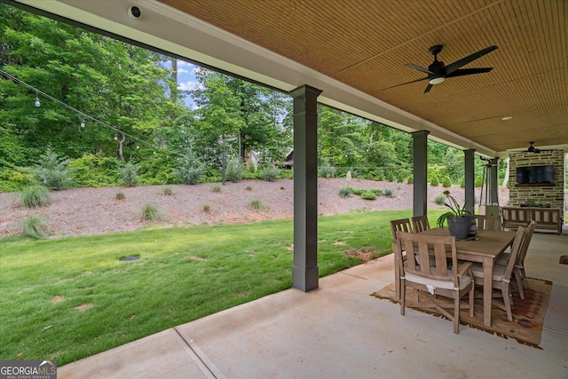 2490 S Carroll St, Villa Rica, GA 30180 - view of patio with a ceiling fan and outdoor dining area