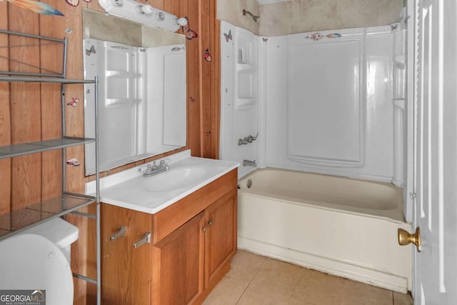 507 W 35th St, Savannah, GA 31415 - full bathroom with vanity, bathtub / shower combination, tile patterned floors, and toilet