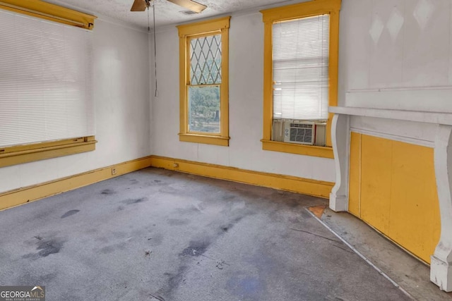 507 W 35th St, Savannah, GA 31415 - empty room with carpet flooring, a ceiling fan, cooling unit, and baseboards