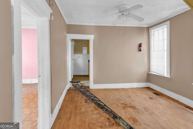 507 W 35th St, Savannah, GA 31415 - unfurnished room featuring ceiling fan, ornamental molding, baseboards, a textured ceiling, and plenty of natural light