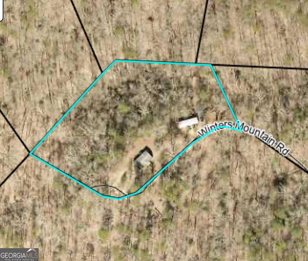 1228 Winters Mountain Rd, Dahlonega, GA 30533 - aerial overview of property's location with property parcel outlined