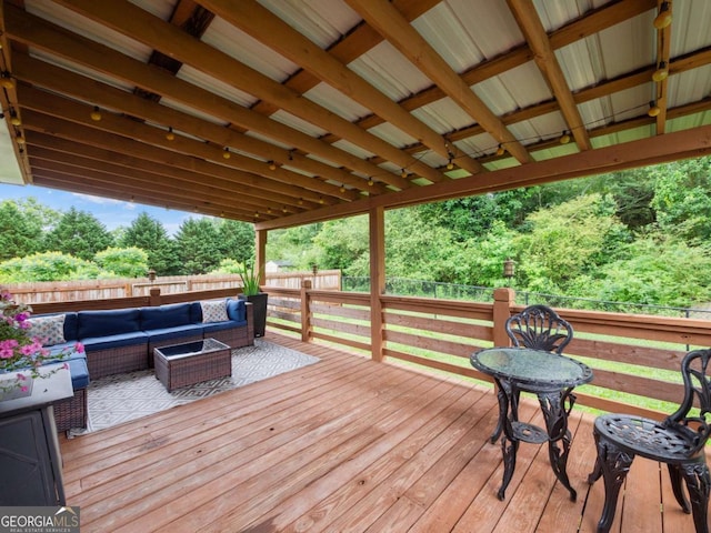 150 Archer Rd, Colbert, GA 30628 - deck featuring outdoor lounge area and a fenced backyard
