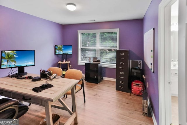 3898 Heritage Oaks Dr, Powder Springs, GA 30127 - office area featuring light wood-style flooring and baseboards