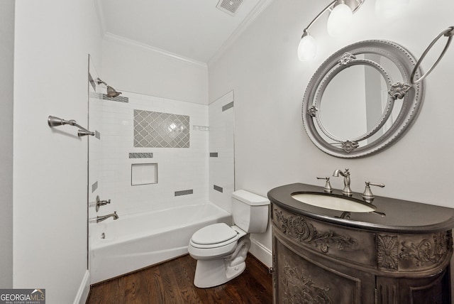 115 Hopewell Grove Dr, Milton, GA 30004 - full bath featuring crown molding, vanity, wood finished floors, toilet, and baseboards