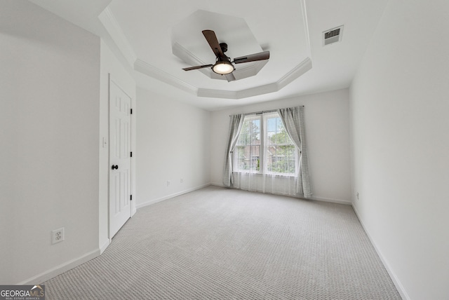 115 Hopewell Grove Dr, Milton, GA 30004 - carpeted empty room with ceiling fan, ornamental molding, baseboards, and a raised ceiling