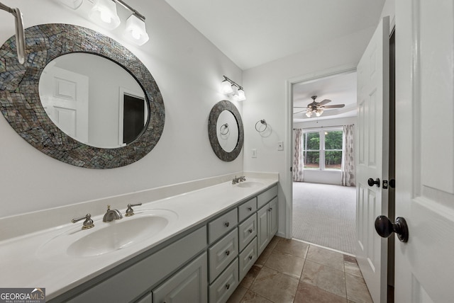115 Hopewell Grove Dr, Milton, GA 30004 - bathroom with double vanity and ceiling fan