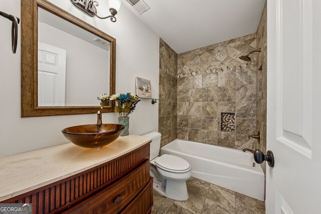 115 Hopewell Grove Dr, Milton, GA 30004 - bathroom featuring vanity, toilet, and shower / bath combination