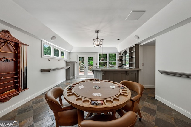 115 Hopewell Grove Dr, Milton, GA 30004 - dining area with stone tile floors, french doors, and baseboards
