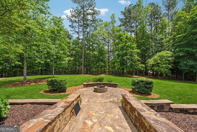 115 Hopewell Grove Dr, Milton, GA 30004 - view of patio featuring an outdoor fire pit