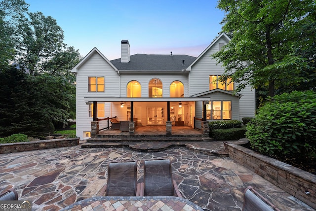 115 Hopewell Grove Dr, Milton, GA 30004 - back of property with a patio area, a chimney, and ceiling fan