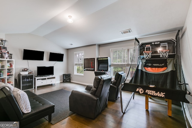 13 Westbrook Rd, Carrollton, GA 30116 - living room featuring vaulted ceiling and wood finished floors