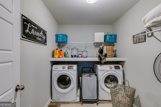 13 Westbrook Rd, Carrollton, GA 30116 - washroom featuring washing machine and dryer and wood finished floors