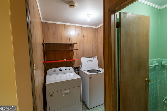 6214 Crestview Dr SE, Covington, GA 30014 - washroom with independent washer and dryer and ornamental molding