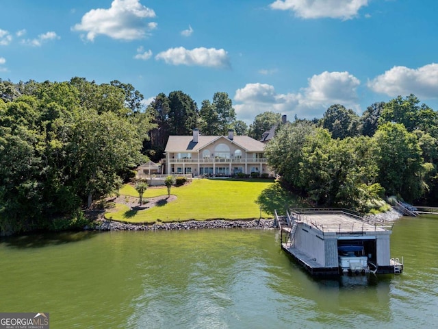 2917 Pointe Dr, Gainesville, GA 30506 - dock with a water view and a lawn