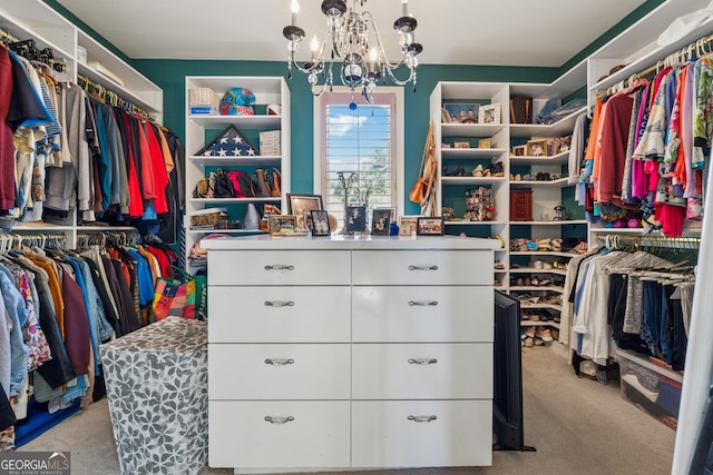 2917 Pointe Dr, Gainesville, GA 30506 - walk in closet with a chandelier and carpet flooring