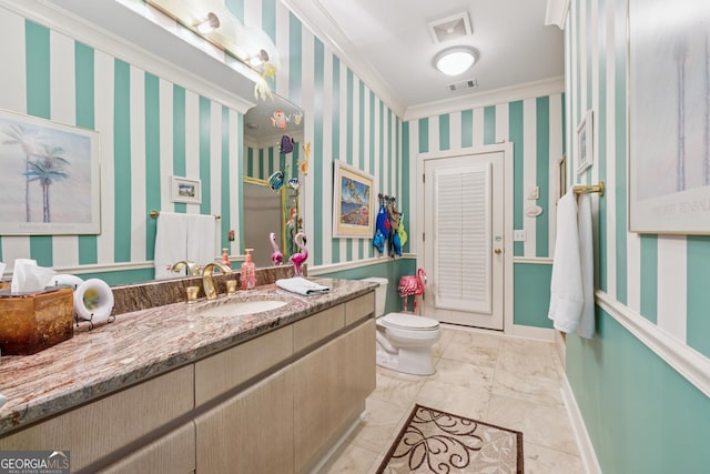 2917 Pointe Dr, Gainesville, GA 30506 - bathroom with vanity and ornamental molding