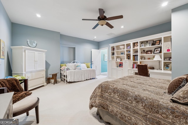 2917 Pointe Dr, Gainesville, GA 30506 - carpeted bedroom featuring a ceiling fan and recessed lighting