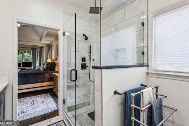 107 W Point Trl, Woodstock, GA 30189 - full bath featuring connected bathroom, a shower stall, and vanity
