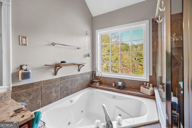 81 Maple Creek Dr, Newnan, GA 30263 - full bath with a whirlpool tub and lofted ceiling