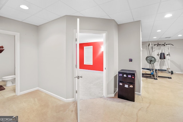 81 Maple Creek Dr, Newnan, GA 30263 - exercise area with carpet flooring, recessed lighting, baseboards, and a drop ceiling