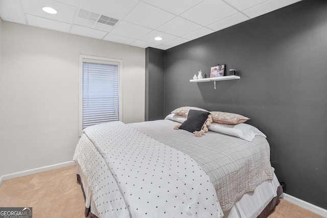 81 Maple Creek Dr, Newnan, GA 30263 - carpeted bedroom featuring baseboards, a paneled ceiling, and recessed lighting