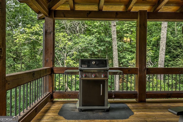 1061 Fir Ln, Ellijay, GA 30540 - deck with a grill and a view of trees