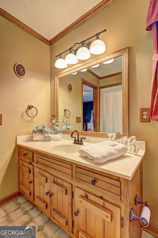 3452 Monica Ln SW, Conyers, GA 30094 - full bath featuring vanity, ornamental molding, baseboards, and tile patterned flooring