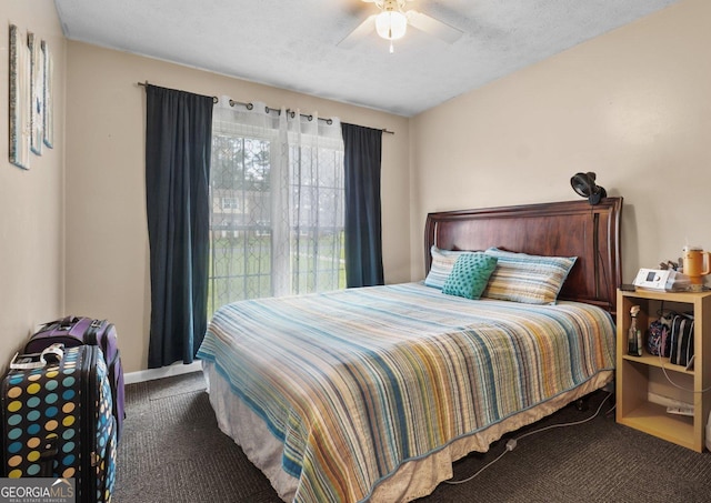 1 Donley Dr NW, Rome, GA 30165 - carpeted bedroom with a textured ceiling, a ceiling fan, and baseboards