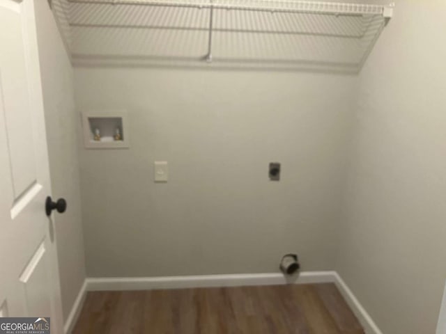 7593 Watson Bay Ct, Stone Mountain, GA 30087 - washroom with hookup for an electric dryer, dark wood-type flooring, and hookup for a washing machine