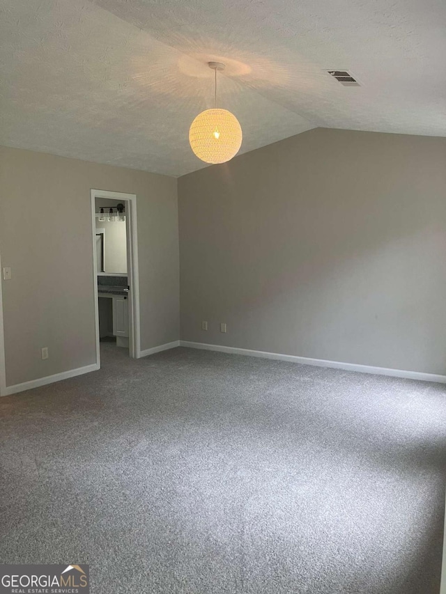 7593 Watson Bay Ct, Stone Mountain, GA 30087 - unfurnished room featuring carpet flooring, lofted ceiling, and a textured ceiling