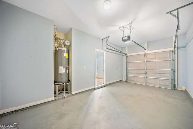 5057 Lower Elm St, Atlanta, GA 30349 - garage with water heater, a garage door opener, and baseboards