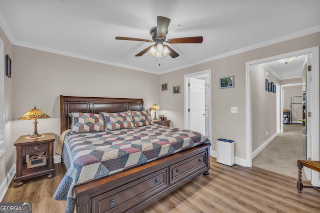 26-105 Midway Street Unit #108But Door #105, Helen, GA 30545 - bedroom with baseboards, light wood-style floors, crown molding, and a ceiling fan
