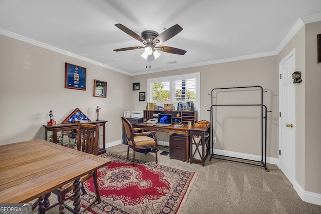 26-105 Midway Street Unit #108But Door #105, Helen, GA 30545 - office featuring carpet flooring, a ceiling fan, ornamental molding, and baseboards