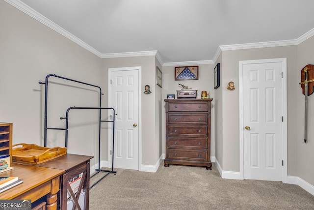 26-105 Midway Street Unit #108But Door #105, Helen, GA 30545 - home office featuring light carpet, baseboards, and ornamental molding