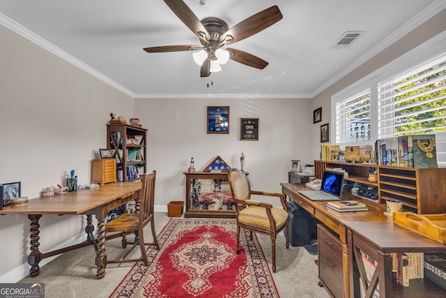 26-105 Midway Street Unit #108But Door #105, Helen, GA 30545 - carpeted office space featuring baseboards, ornamental molding, and ceiling fan