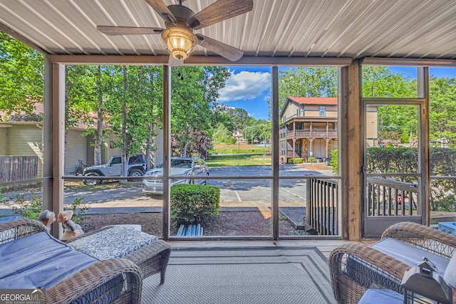 26-105 Midway Street Unit #108But Door #105, Helen, GA 30545 - sunroom featuring a ceiling fan and plenty of natural light