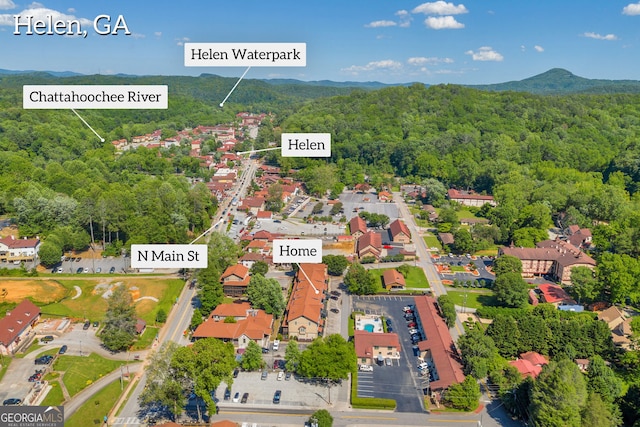 26-105 Midway Street Unit #108But Door #105, Helen, GA 30545 - aerial view of property's location with a forest and mountains