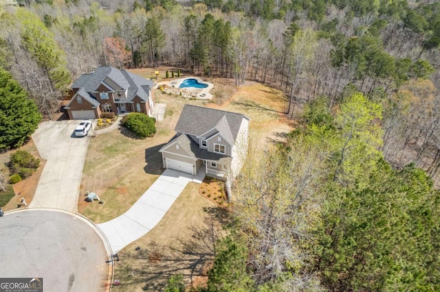 688 Shoals Trl, Dallas, GA 30132 - view from above of property featuring a heavily wooded area and a pool