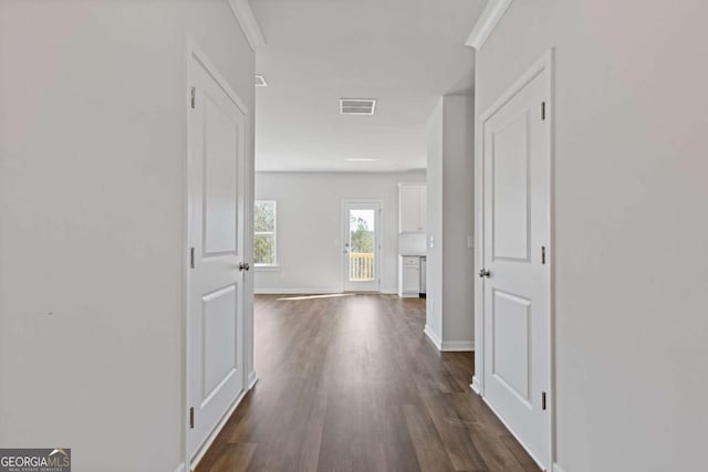 688 Shoals Trl, Dallas, GA 30132 - hall featuring dark wood-style floors and baseboards