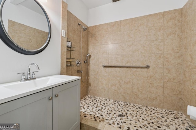 1093 Forest View Ln SW, Lilburn, GA 30047 - bathroom with tiled shower and vanity