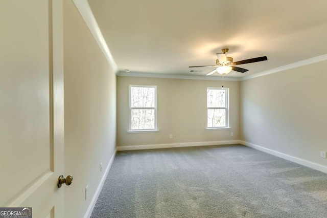 407 Shoals Trl, Dallas, GA 30132 - carpeted spare room featuring crown molding, baseboards, and a ceiling fan