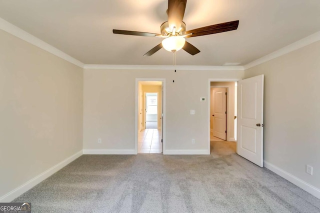 407 Shoals Trl, Dallas, GA 30132 - unfurnished bedroom featuring ornamental molding, carpet flooring, baseboards, and ceiling fan