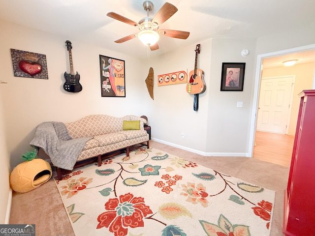 521 Lake Jordan Blvd W, Kingsland, GA 31548 - living area with carpet floors and a ceiling fan