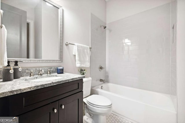 1596 Fearn Cir NE, Brookhaven, GA 30319 - full bathroom featuring vanity, toilet, tub / shower combination, and tile patterned flooring