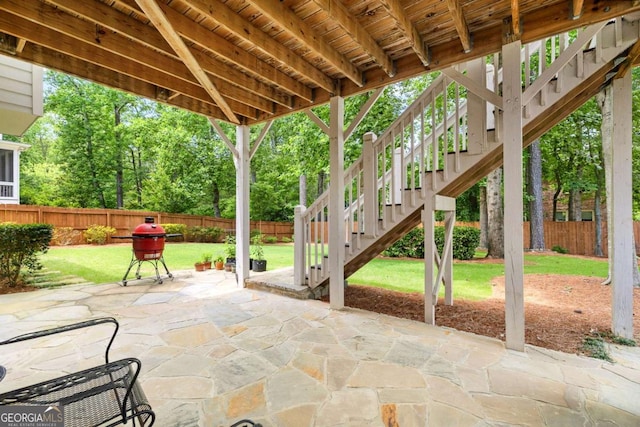 1596 Fearn Cir NE, Brookhaven, GA 30319 - view of patio / terrace featuring stairs and a grill