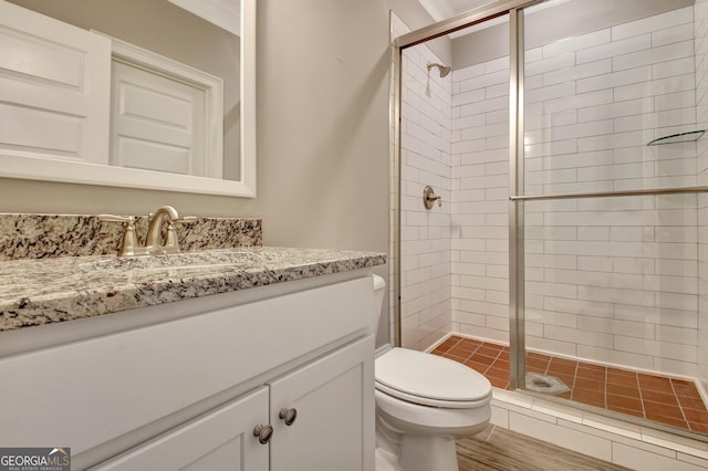 46 Horseshoe Bend Way, Senoia, GA 30276 - full bathroom with a stall shower, vanity, and toilet