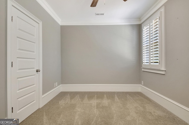 46 Horseshoe Bend Way, Senoia, GA 30276 - unfurnished room featuring crown molding, ceiling fan, carpet flooring, and baseboards