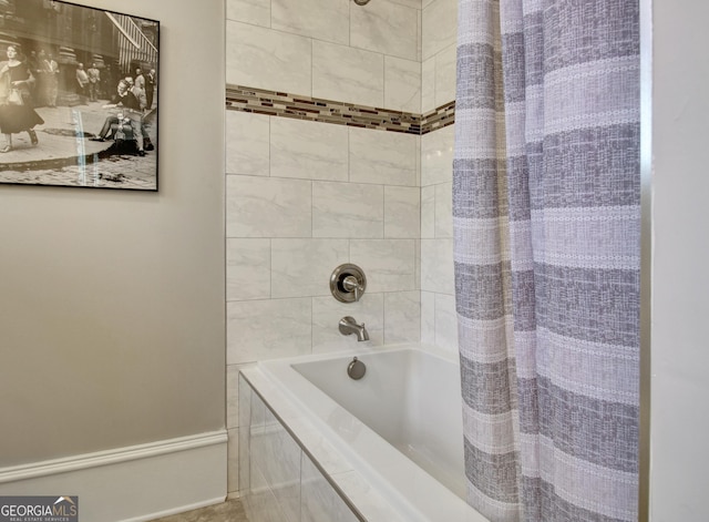 46 Horseshoe Bend Way, Senoia, GA 30276 - bathroom with shower / bath combination with curtain